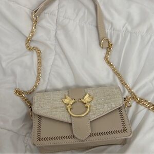 Elegant Beige Chain Strap Bag